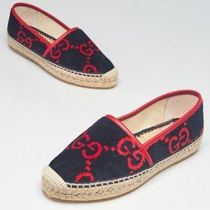 GUCCI Pilar Double G Logo Espadrille Shoes sz 40 EU / 10 US